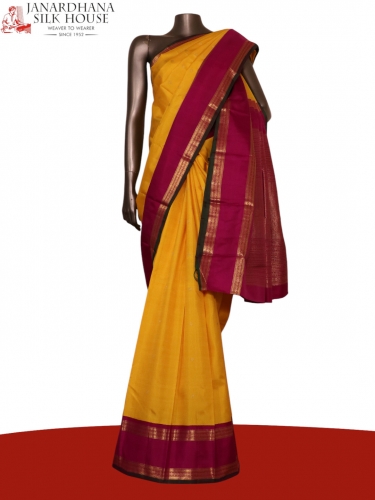 Pure Handloom Butta Contrast Kanjeevaram Silk Saree